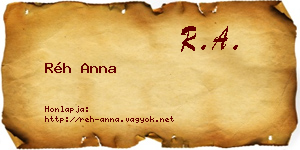 Réh Anna névjegykártya